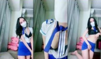 Cici Cosplay Pramugari Live Barbar sampe Bugil